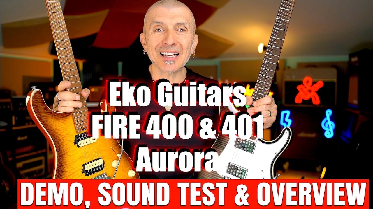 Eko Guitars FIRE 400 AURORA Flamed Grey Burst & 401 Flamed Amber Burst - Massimo Varini presenta