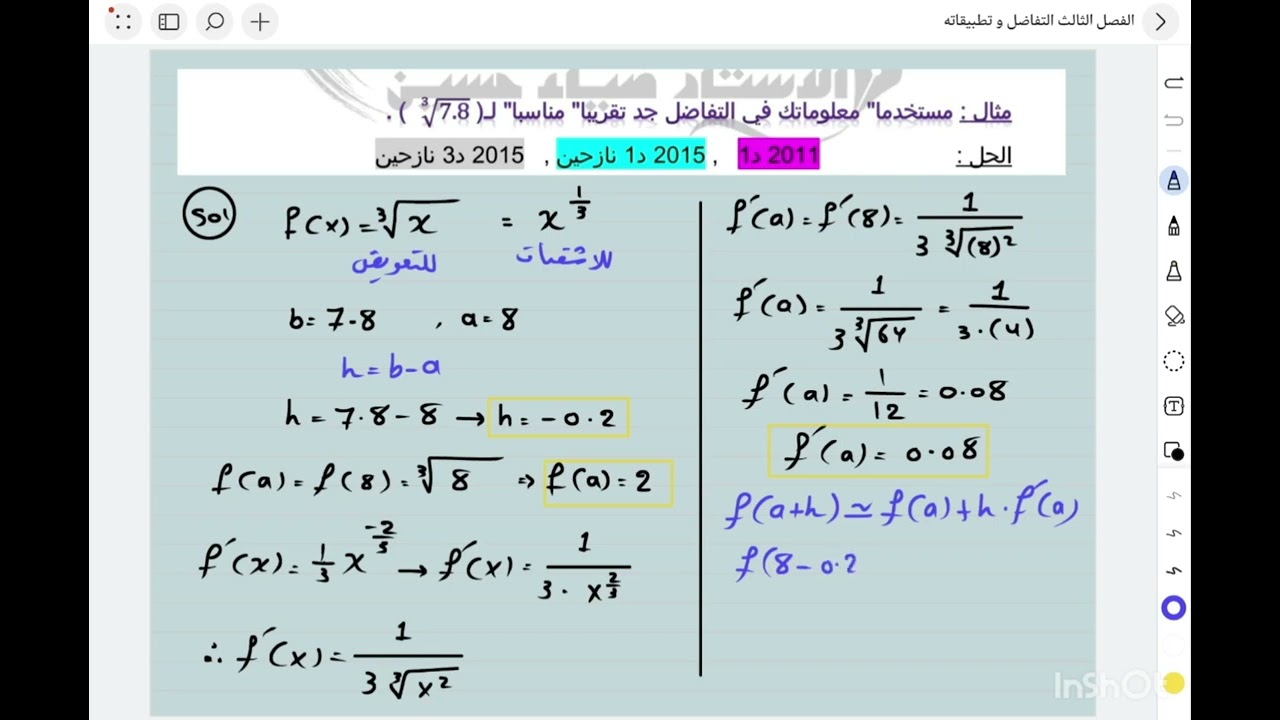 الفصل الثالث / التفاضل و تطبيقاته /محاضرة 9