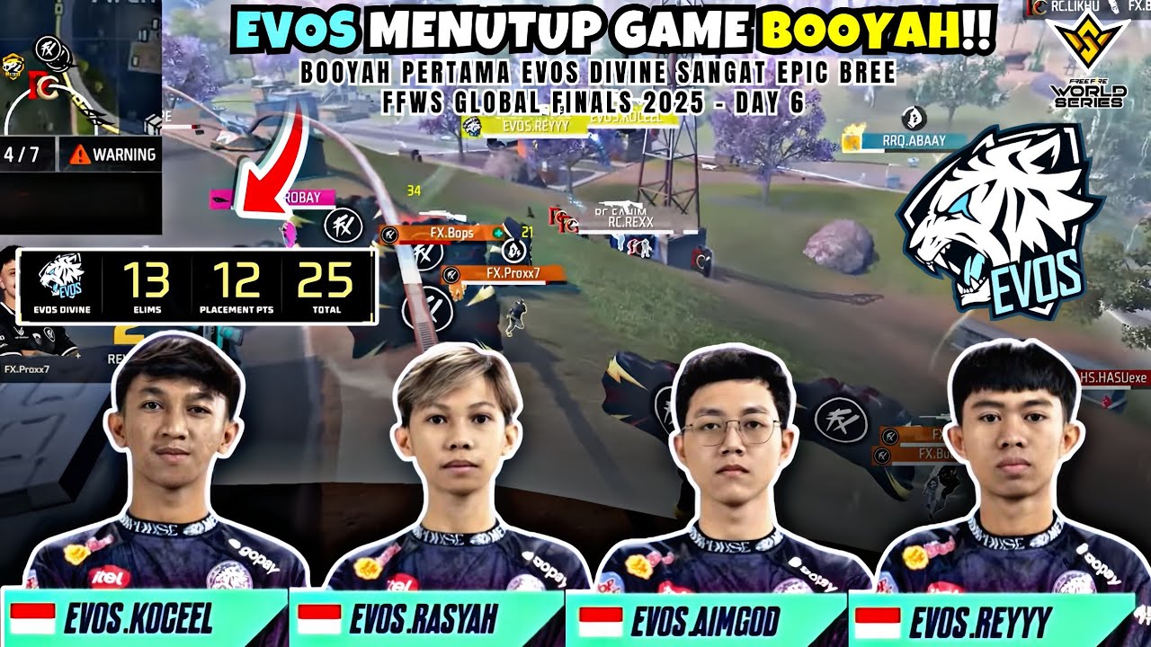 BOOYAH PERTAMA EVOS‼️AKHIRNYA EVOS DIVINE BOOYAH Knockout Stage FFWS Global Finals 2025 - Day 6
