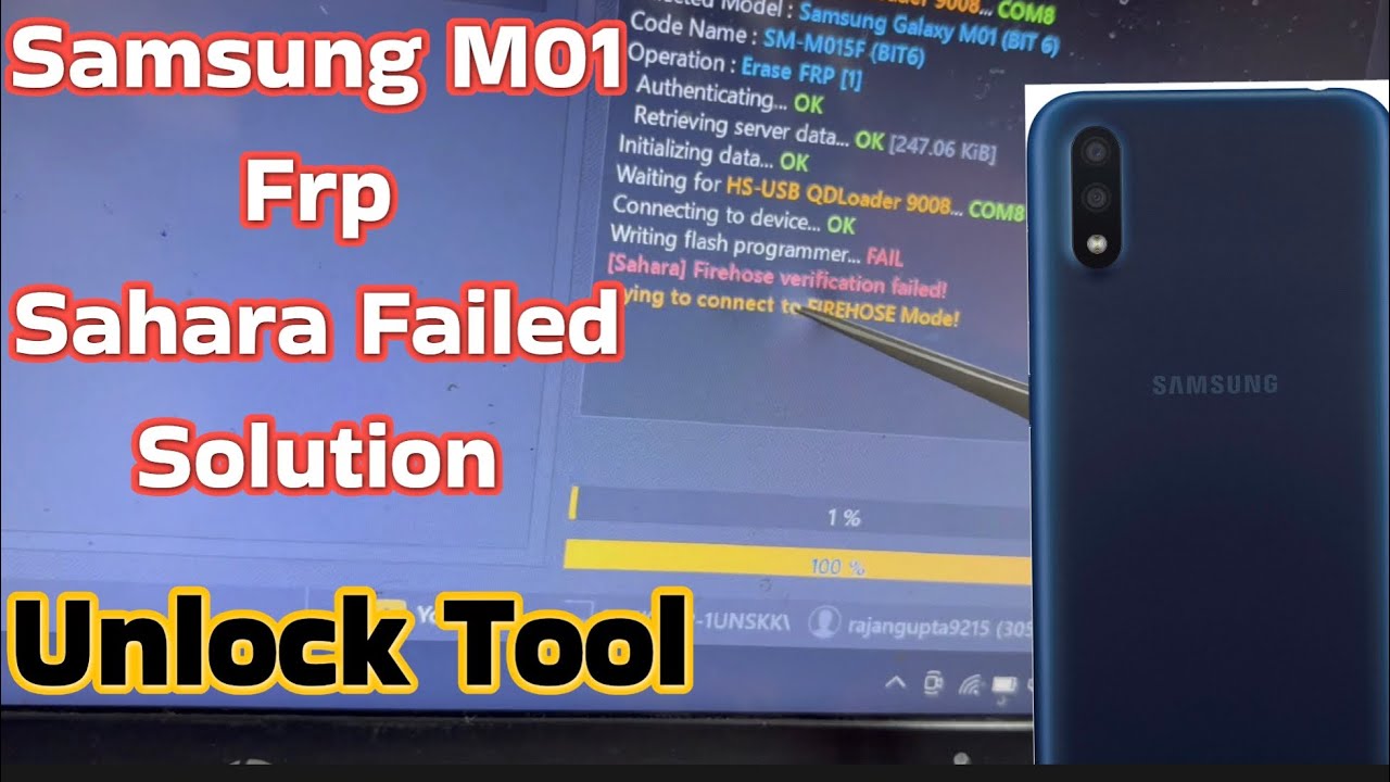 Samsung M01 Frp/Pattern Sahara Failed Unlock Tool Solution 