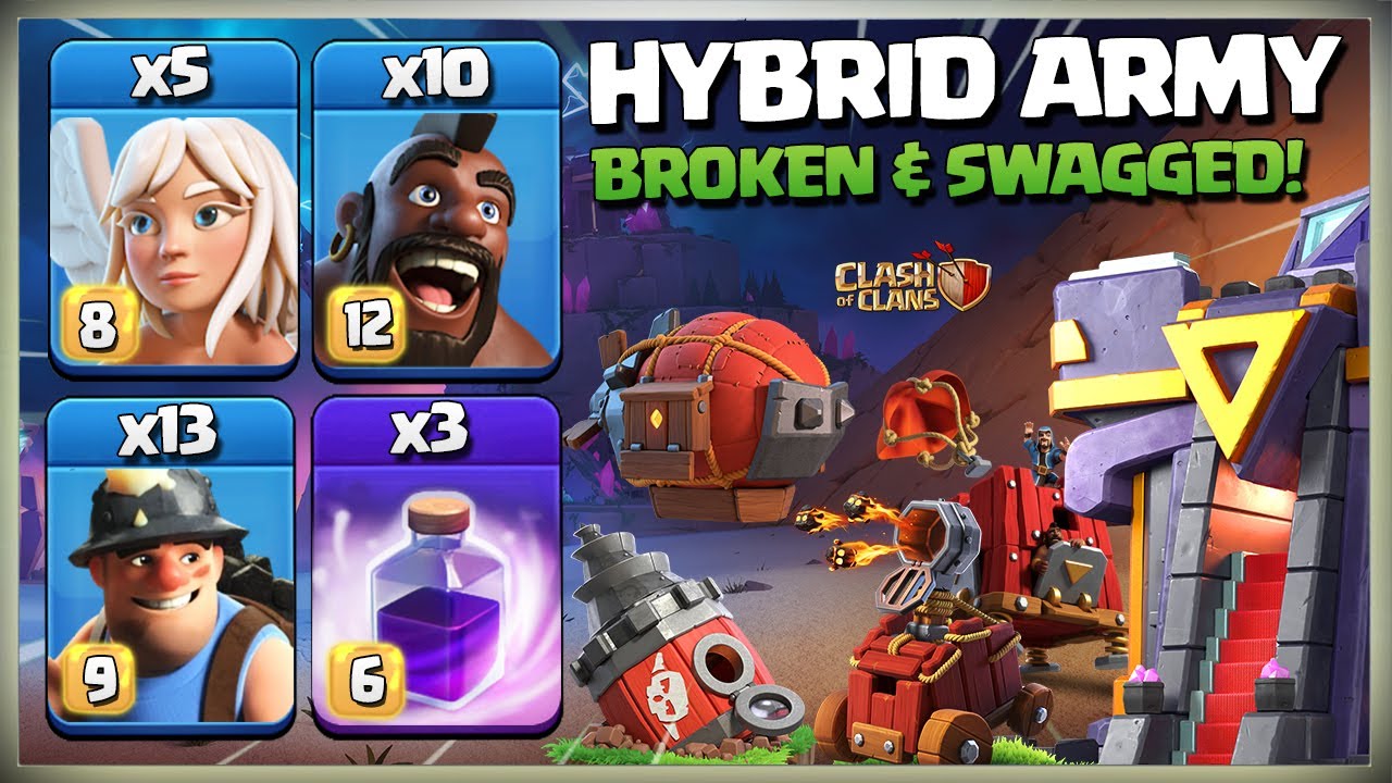 BROKEN! TH15 Hybrid | Th15 Queen Charge Hog Miner Attack Strategy | Best TH15 Attack Strategy Coc