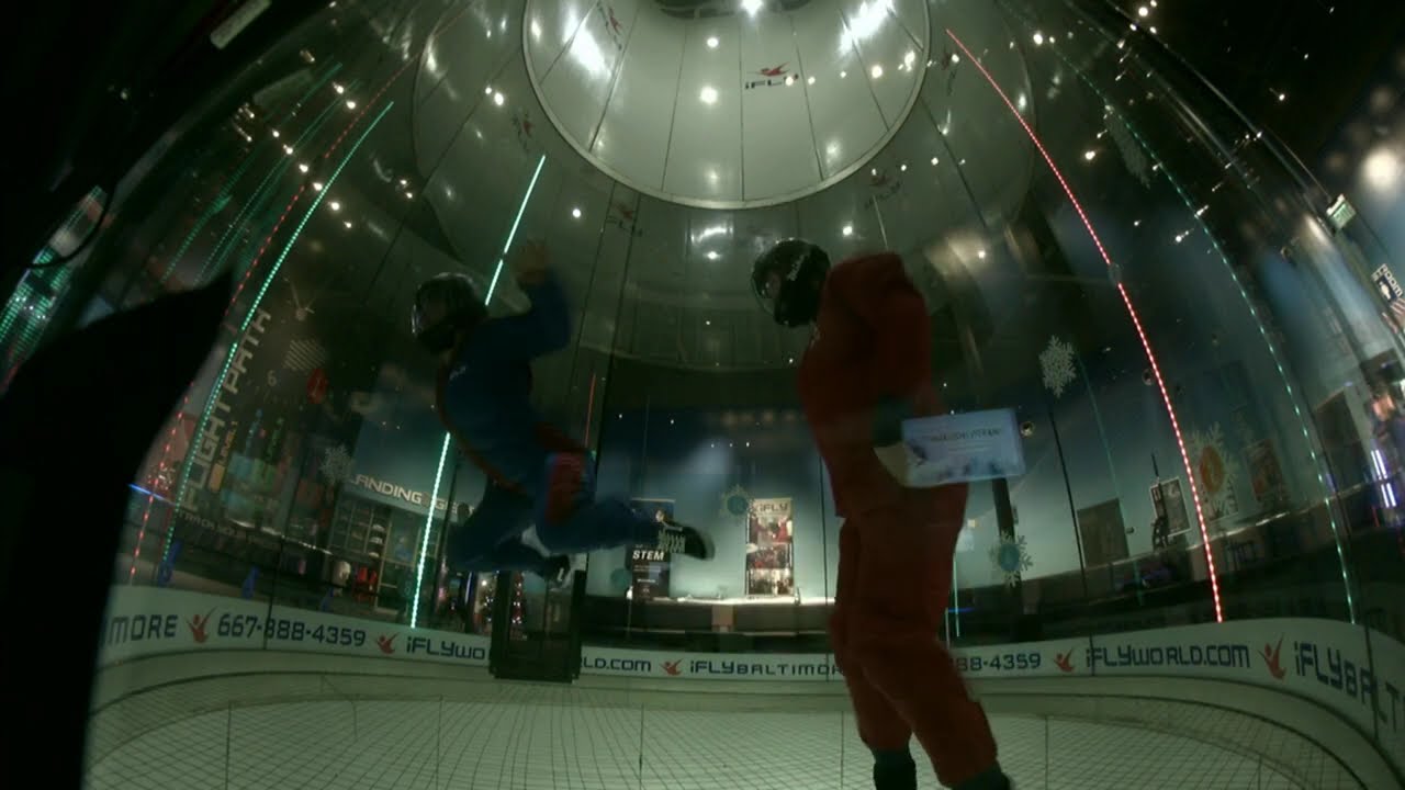 Knee flying practice in the #baltimore wind tunnel