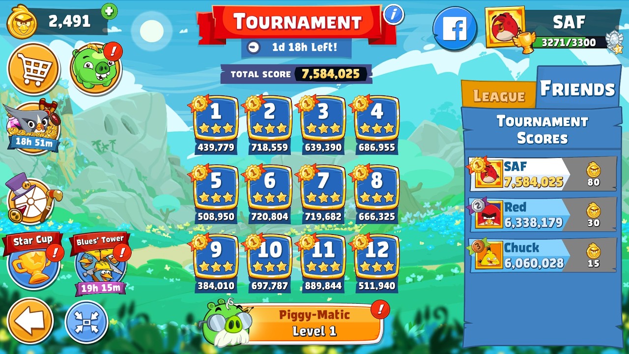 Angry Birds Friends. Tournament (16.04.2026). All levels 3 stars. Passage from Sergey Fetisov
