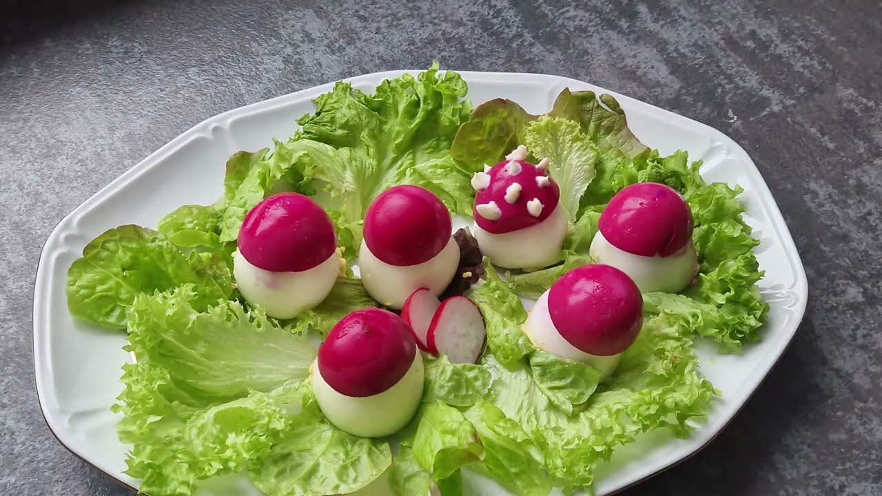 Grzybki czerwone z jajek - jajka faszerowane Szybka i pyszna przekąska na imprezę 😊 Wielkanocny stół