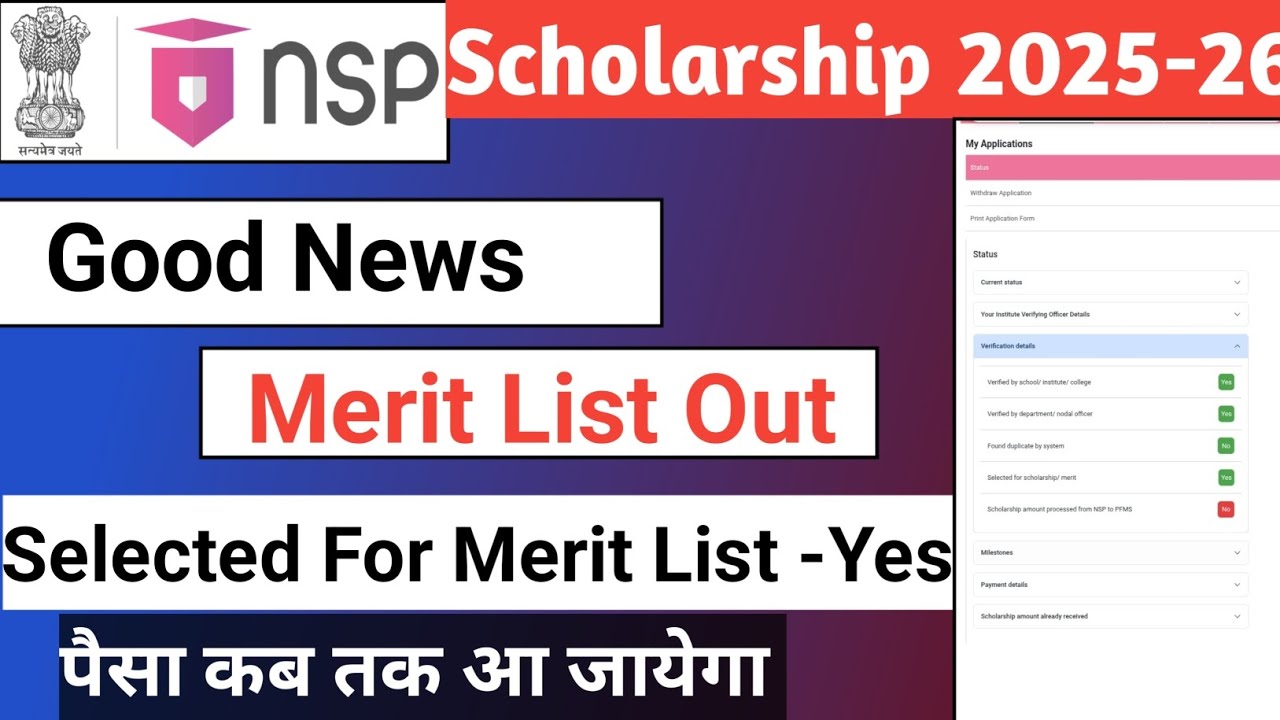 NSP Merti List Out | NSP Fresh Merit List | Merti List Yes | NSP 2025-26 Merit List 