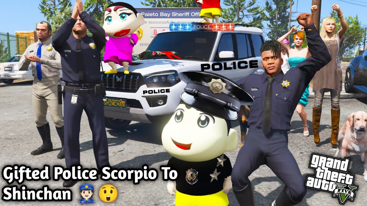 GTA 5: Franklin Police Gifted Police Scorpio Car To Shinchan👮🏻🥳Shinchan Happy😈 Ps Gamester