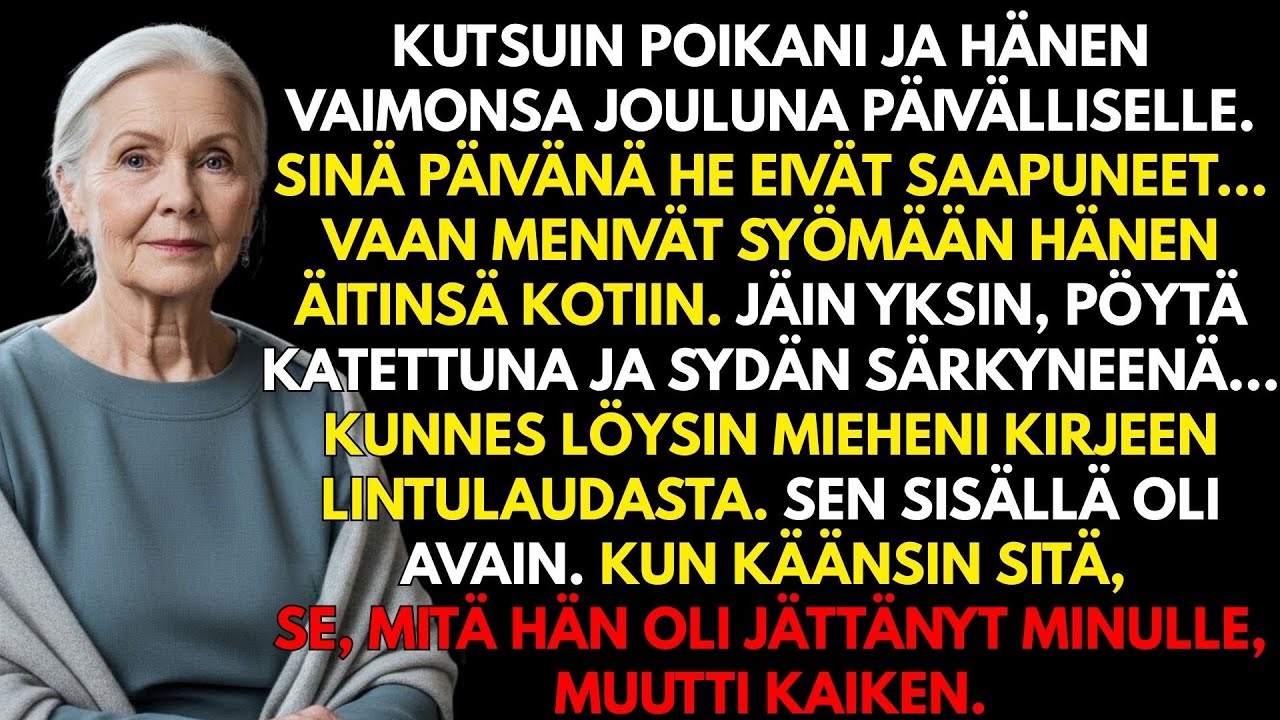 KUTSUIN POIKANI JA VAIMON JOULUILLALLISELLE. HE HYLKÄSIVÄT MINUT JA LÄHTIVÄT HÄNEN ÄITINSÄ LUO