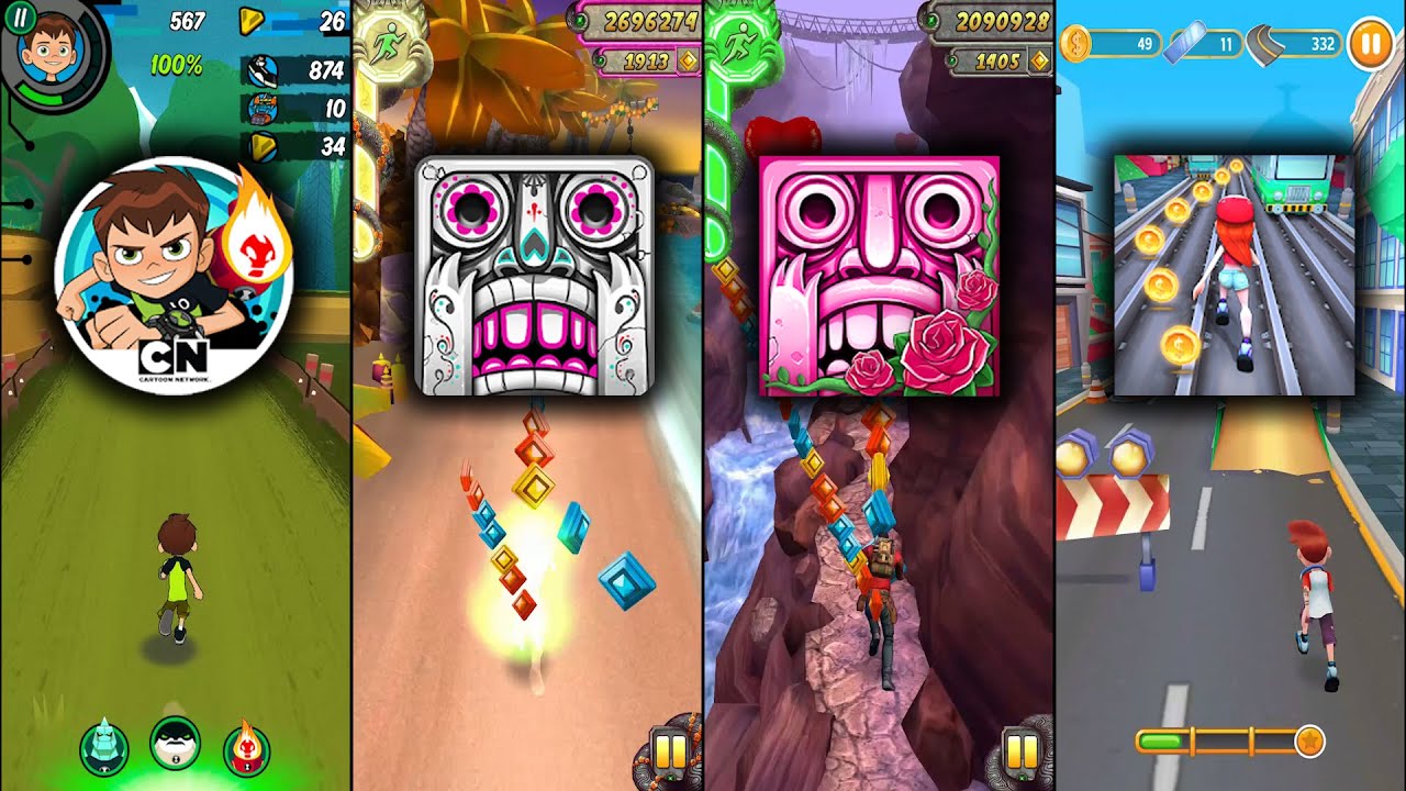 Ben 10 Up to Speed Vs Temple Run 2 Spirits Cove Vs Temple Run 2 Winter Wasteland Vs Bus Rush 2 - Run