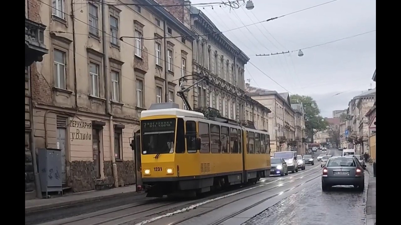 Поездка в трамвае Татра КТ4DM борт 1237
