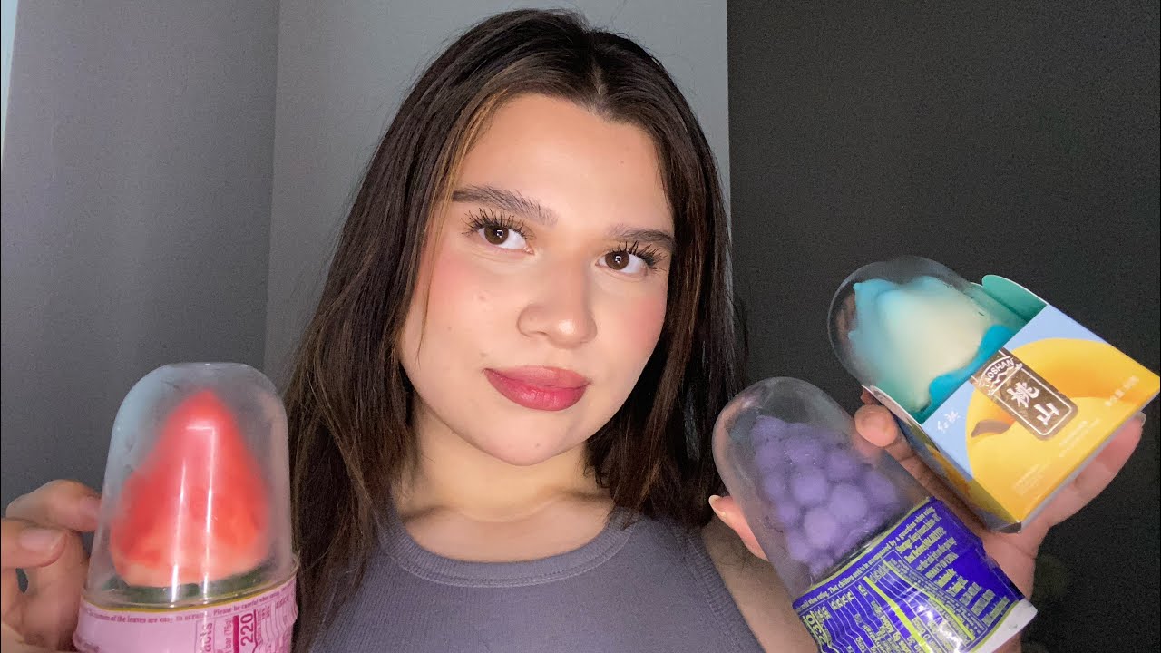 asmr | eating *viral* fruit ice cream 🍓🍇🍑