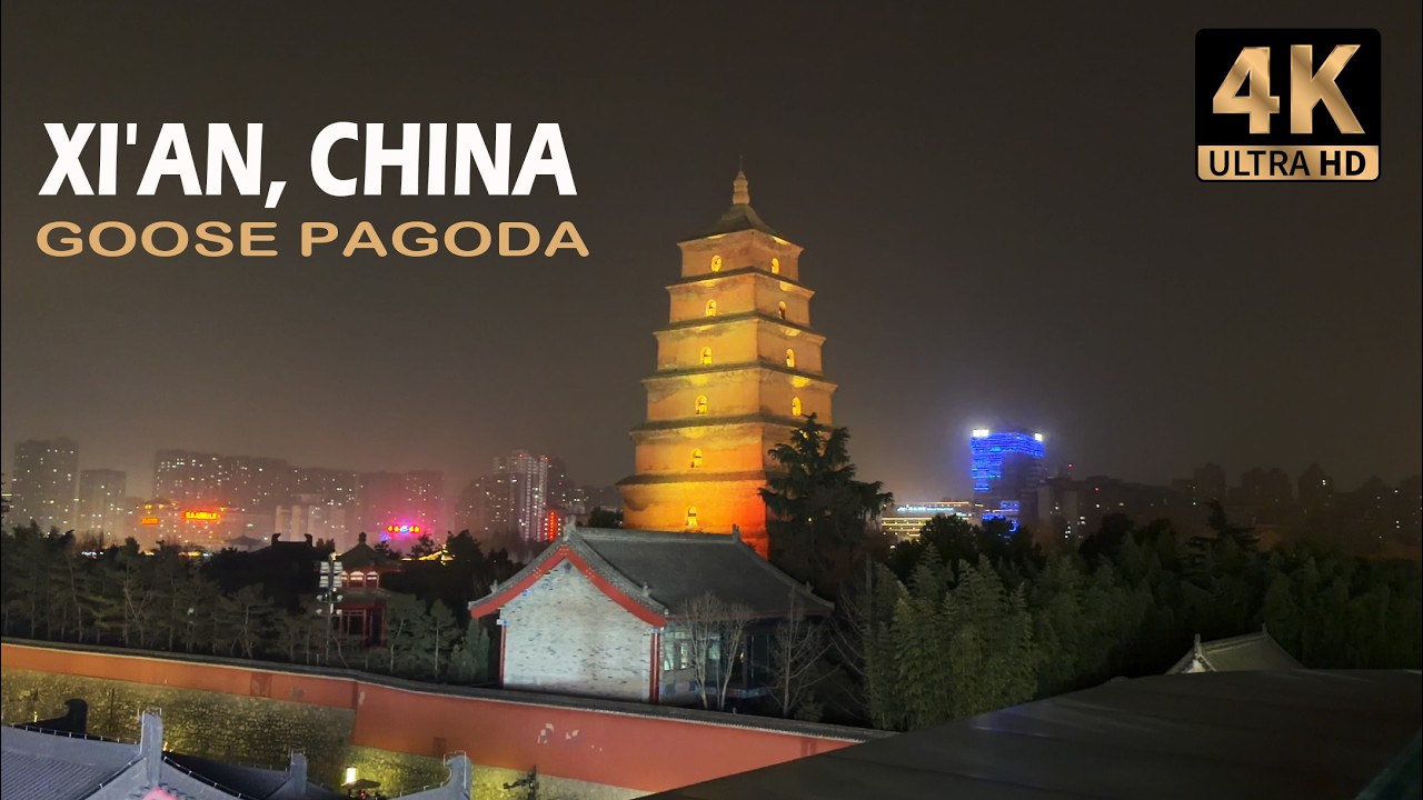 Xi’an China 4K Walk 🇨🇳 | Giant Wild Goose Pagoda – Where Indian Buddhist Scriptures Reached China