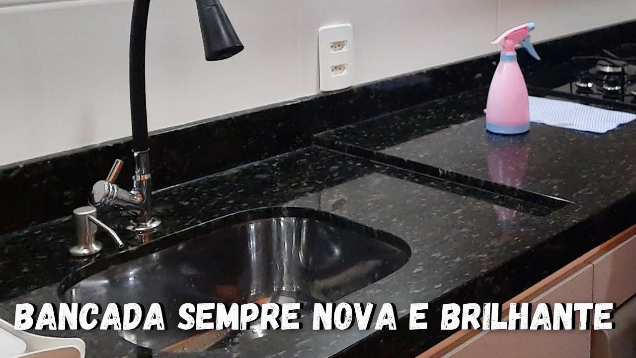 Como deixar a bancada/pia de granito/mármore nova e brilhante | Como limpar  usar e deixar brilhando