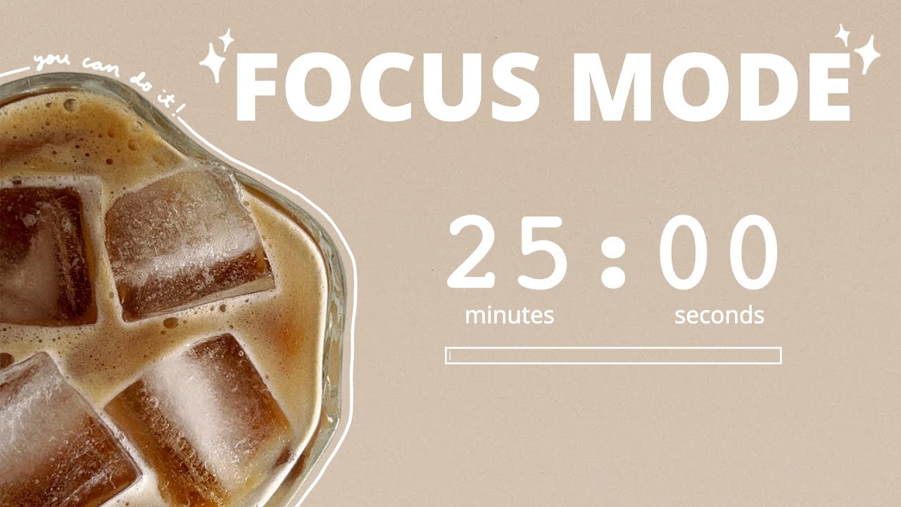 study and focus timer - 25 minutes, 5 minute breaks, with lofi music - 2.5 hour pomodoro