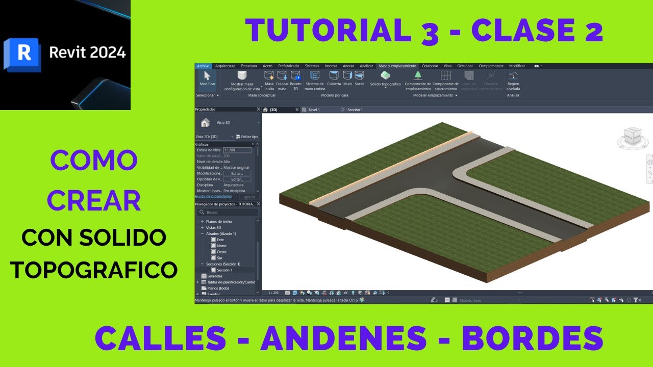REVIT 2024 - Como crear CALLES  y  ANDENES  con SÓLIDO TOPOGRÁFICO