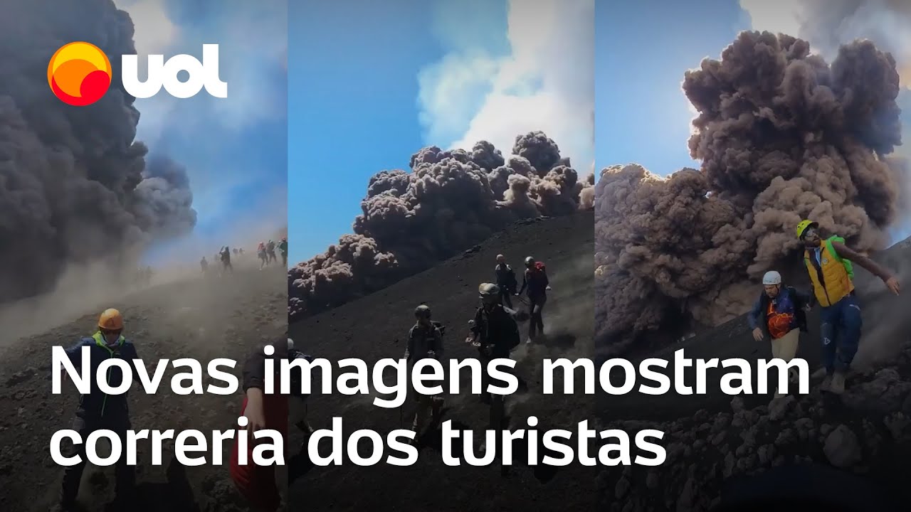 Vulcão Etna: Novas imagens mostram a correria dos turistas após vulcão entrar em erupção