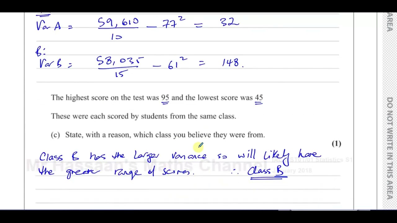 WST01/01, (Edexcel) IAL S1 January 2018, Q1, Mean, Variance, Coding