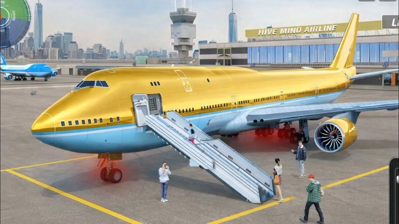 Golden Airplane Boarding at Busy Airport | Realistic Flight Simulator Gameplay ✈️