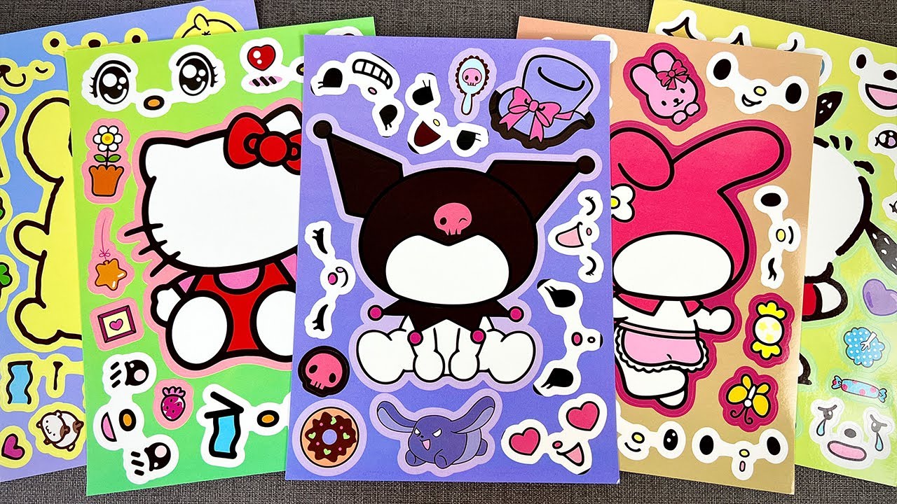 [🌸paper diy🌸] Kuromi, My Melody, Hello Kitty, Cinnamoroll & Pompompurin | ASMR PaperDIY Sticker Book