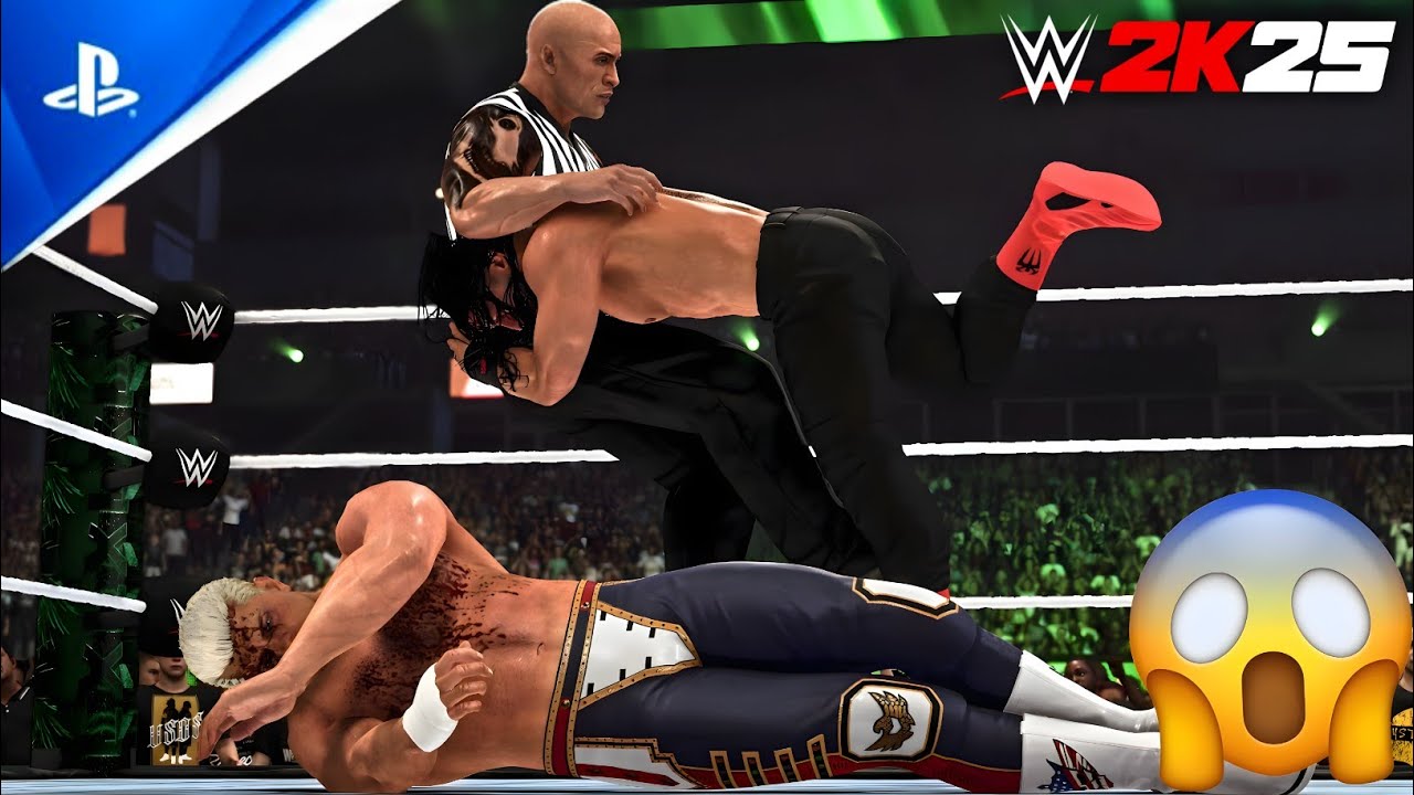 WWE 2K25 - Roman Reigns vs. Cody Rhodes vs. The Rock - Triple Threat Championship Match | PS5™ 4K60