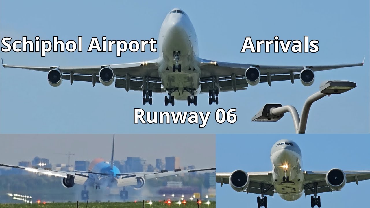 Schiphol Airport Arrivals at Runway 06, 2025-04-25, Boeing 747, 767, 777, 787 + more! [FHD 60fps]