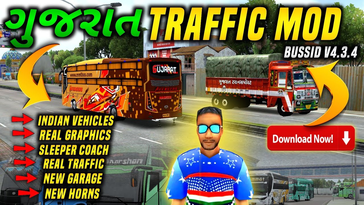 Gujarat Traffic Mod For Bussid V4.3.4 Released By Gujju Editz 🥳