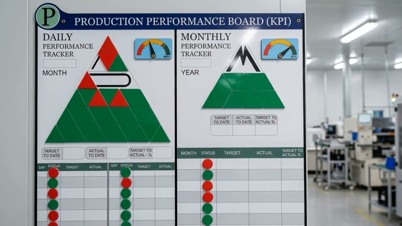 Production Tracking KPI Board | Magnetic Production Performance Board by PMXBOARD