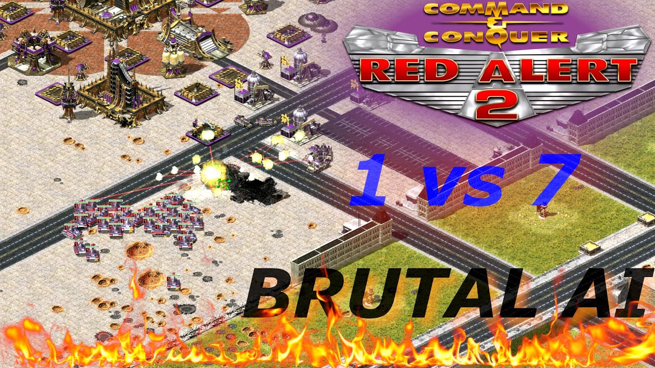 Red Alert 2 Yuri's Revenge | 1 vs 7 BRUTAL AI | France