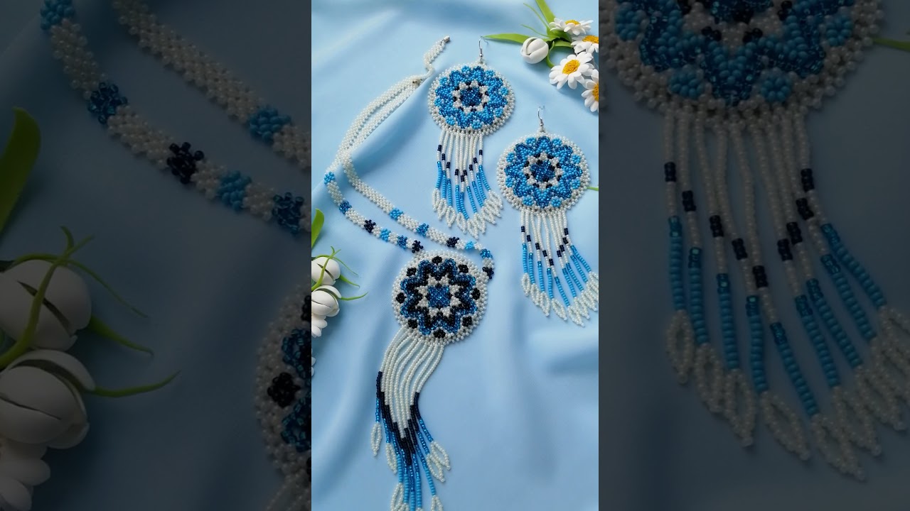 Boho Indian Ethnic/Boho ethno jewelry set/Hippie Jewelry/Beaded necklace and earrings #shorts