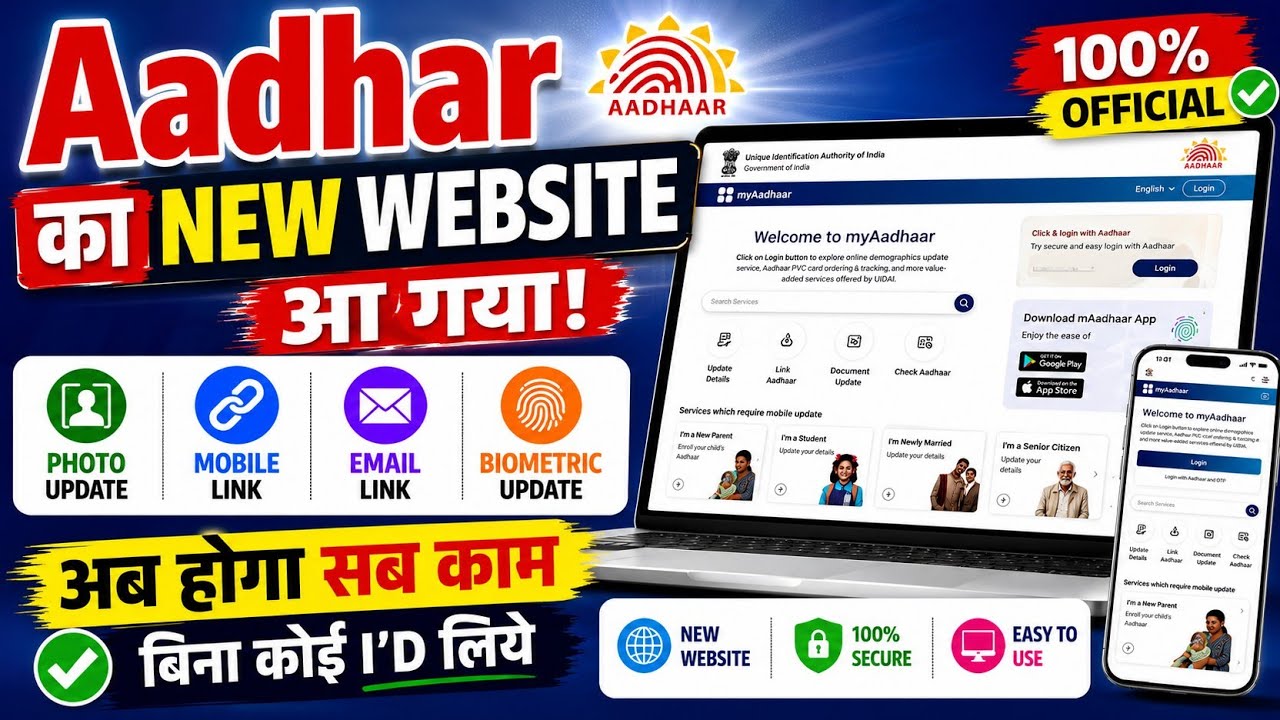 New Aadhaar Website Launched 🔥 Update Photo, Mobile, and Email Online Now