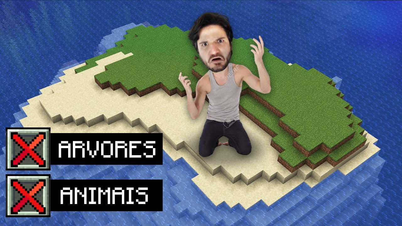COMO EU SOBREVIVI EM UMA ILHA DESERTA SEM ÁRVORES E SEM ANIMAIS NO MINECRAFT!