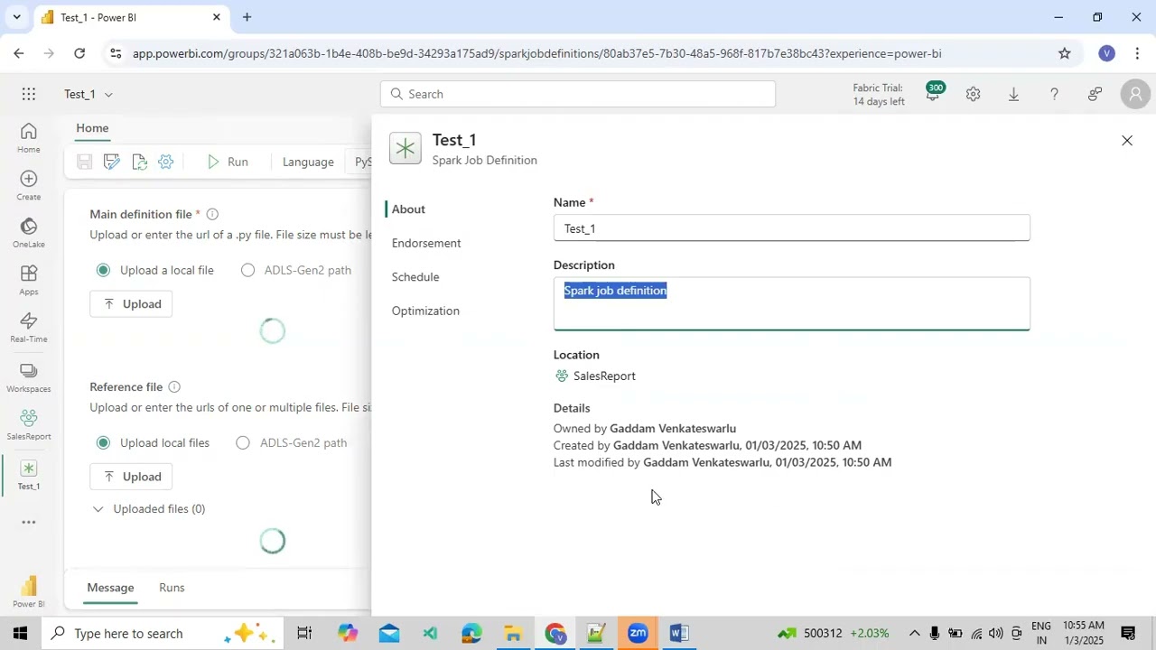 Detail Overview on Spark Job definition in Microsoft Fabric