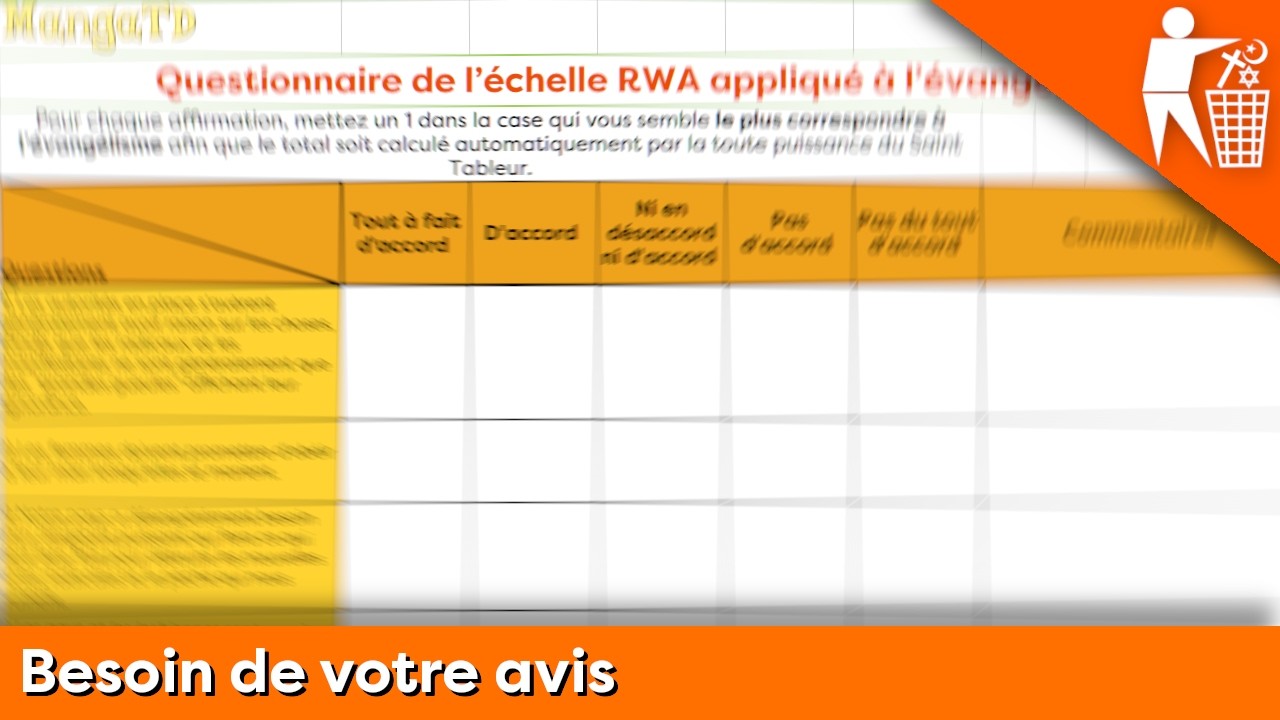 Besoin de votre avis : j'ai amélioré mon questionnaire RWA pour l'évangélisme