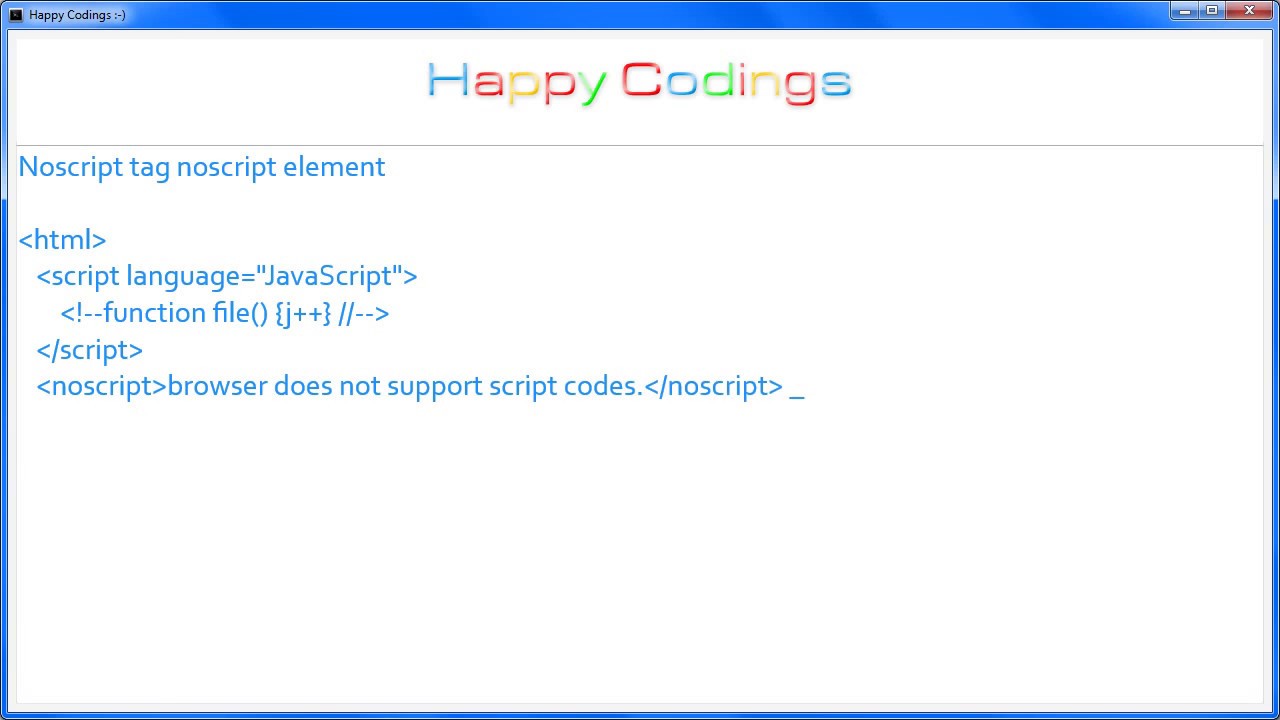 HTML | Noscript tag noscript element