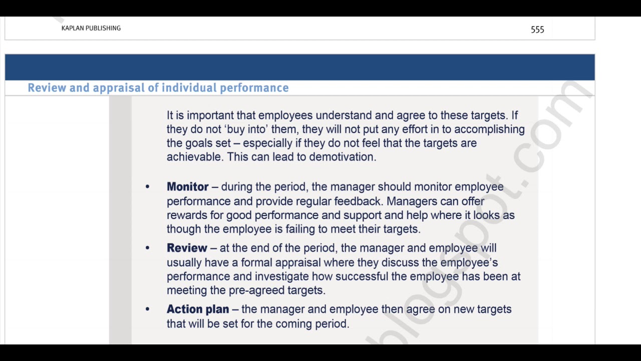 ACCA F1/FAB - Chapter 23 - Review and Appraisal of Individual Performance