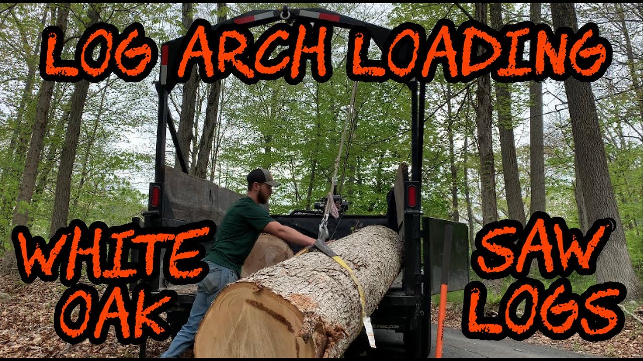 #103 Loading White Oak Saw Logs with Dump Trailer & Log Arch for the Sawmill