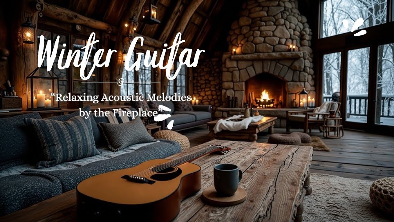 Cozy Winter Guitar Vibes ~ Relaxing Acoustic Melodies by the Fireplace