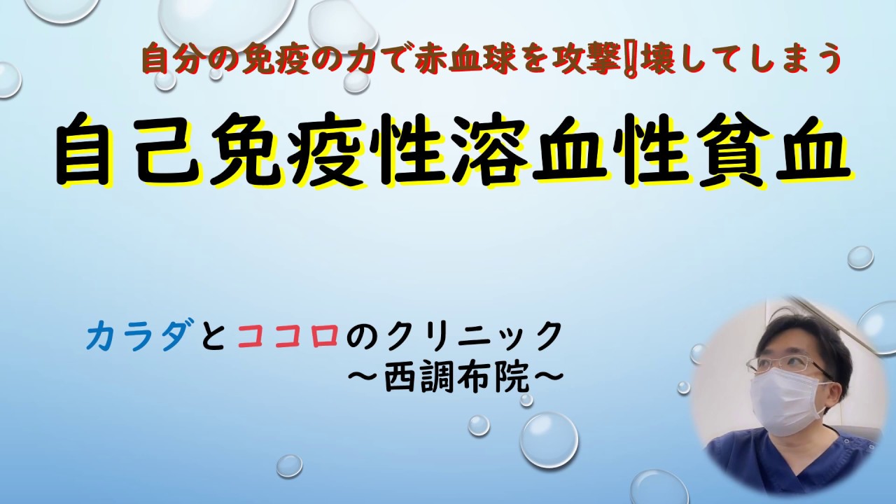 貧血の仲間の中でも ちょっと特殊な貧血 「自己免疫性溶血性貧血」についてお話します 自分の免疫機能が異常になり赤血球を攻撃して 溶かしてしまう病気 様々な原因があります 原因も様々なので治療も様々