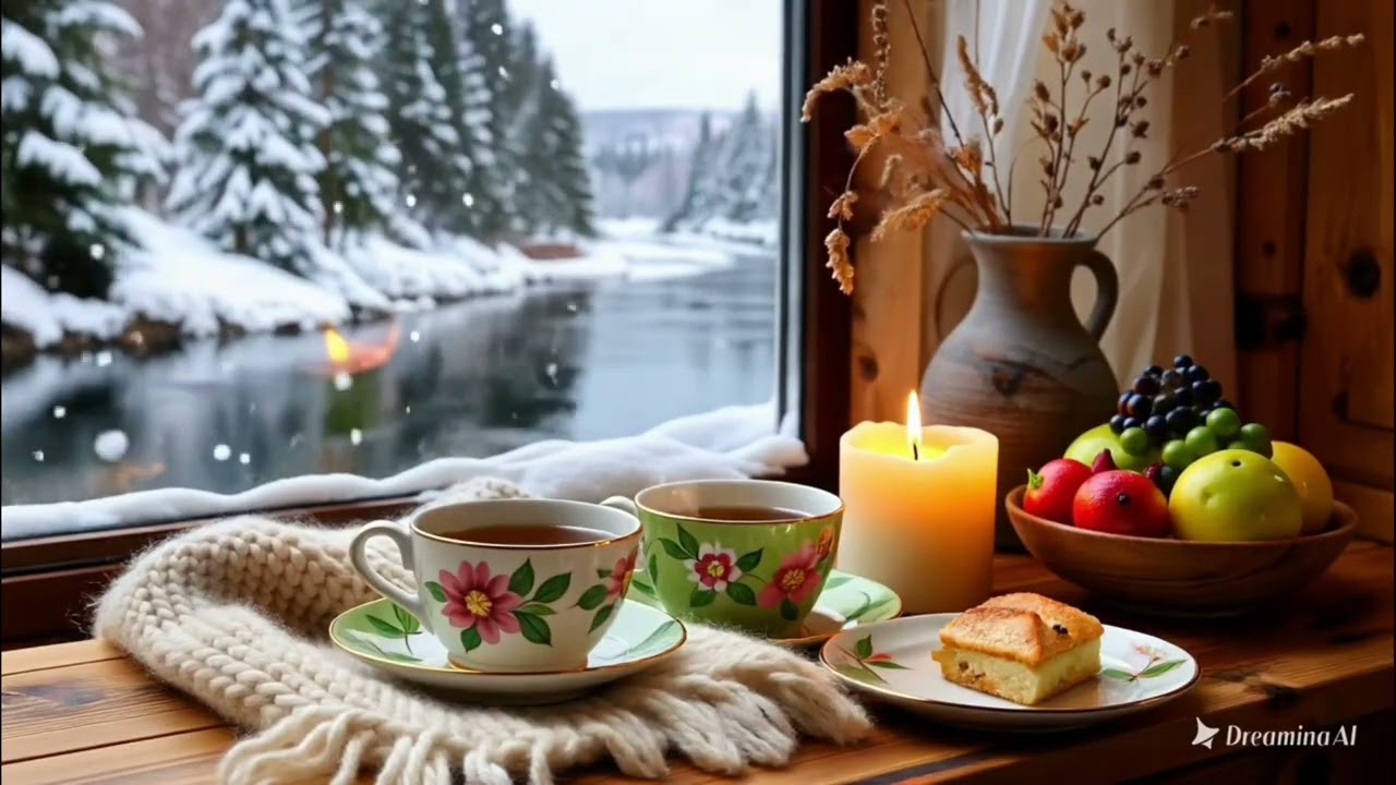 Cozy Snow Morning ☕ Relaxing Winter Ambience by the Window