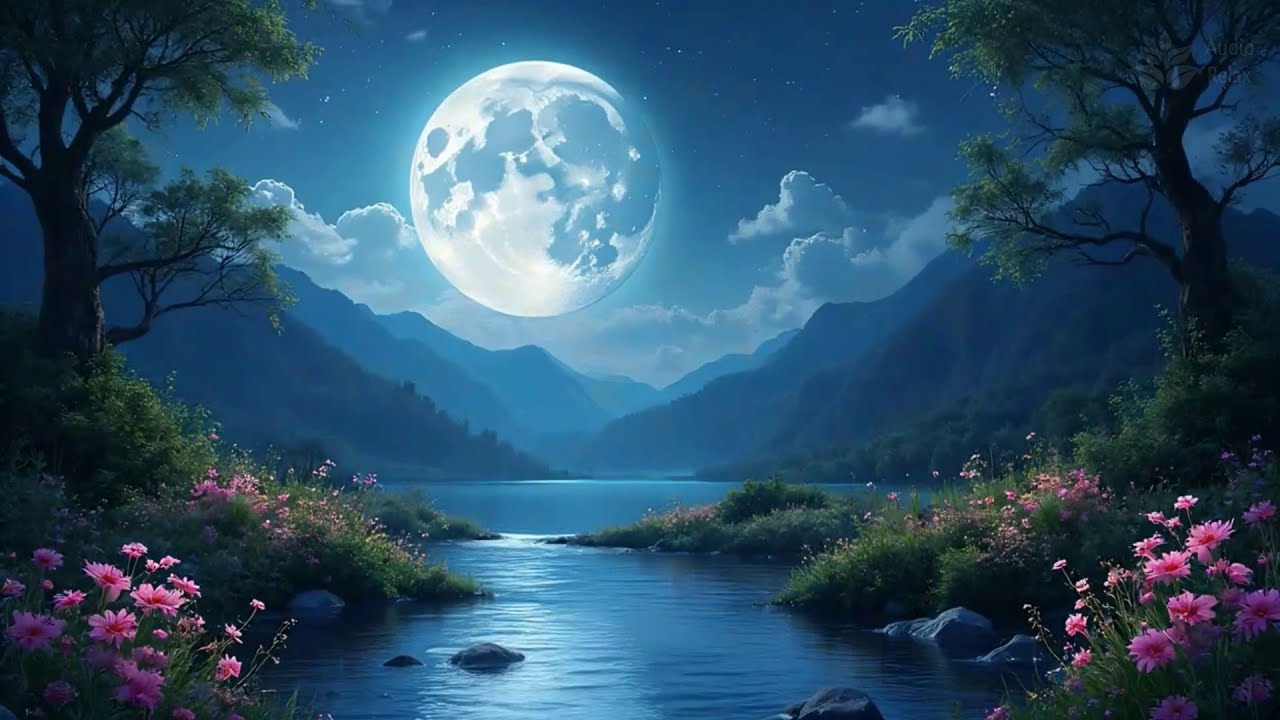 10 HOURS | Night Light for Sleep & Babbling River at Night
