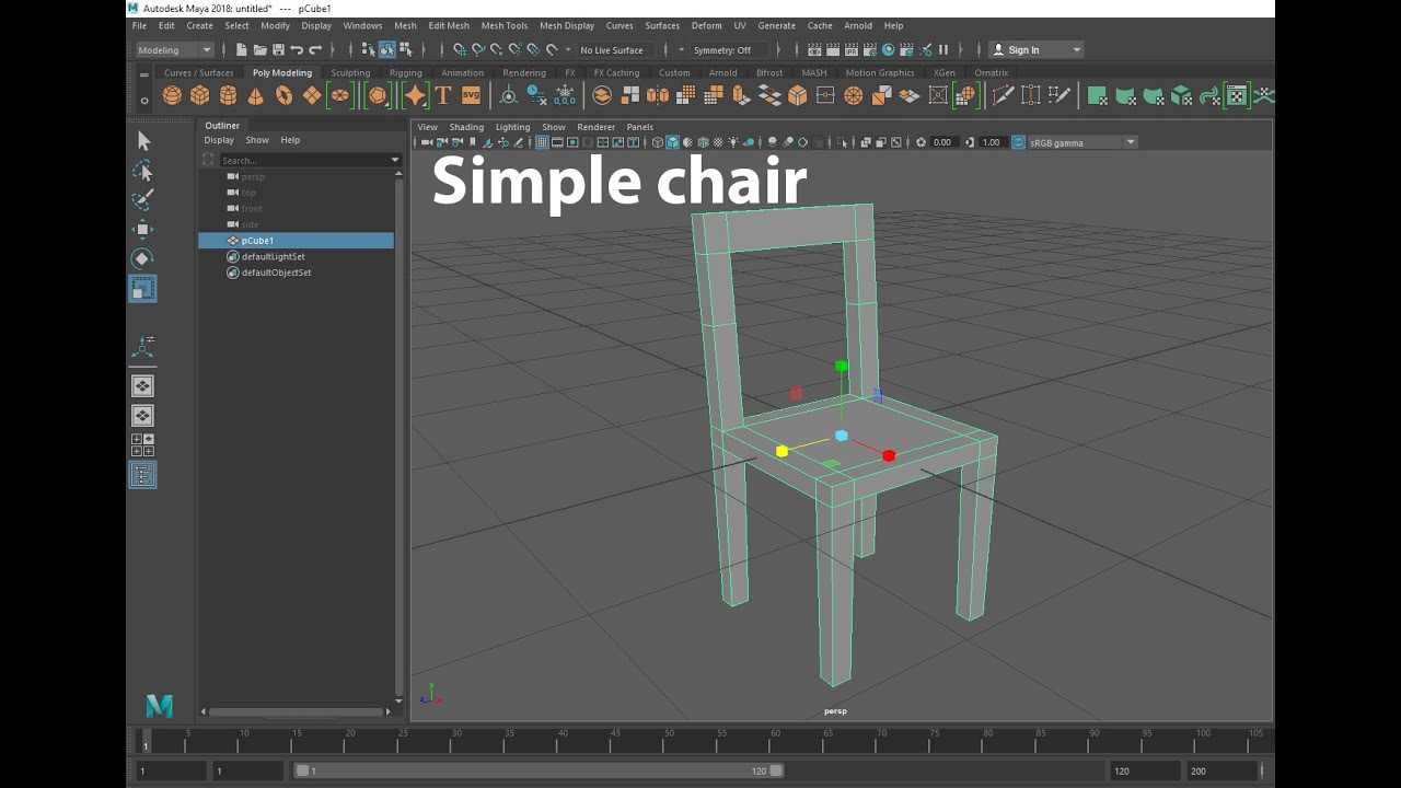 Simple chair modeling tutorial in Maya