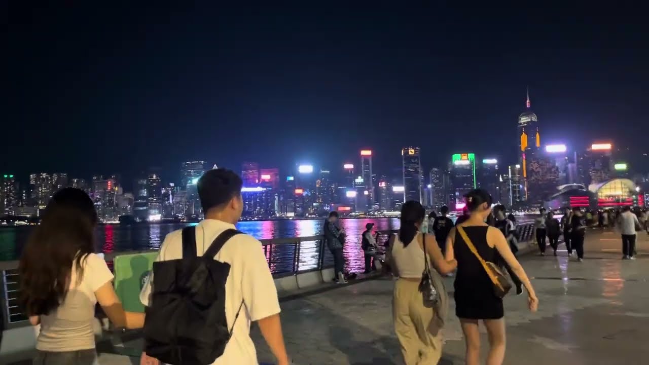 Night walk from Victoria Harbour to B P International Hotel in Hong Kong