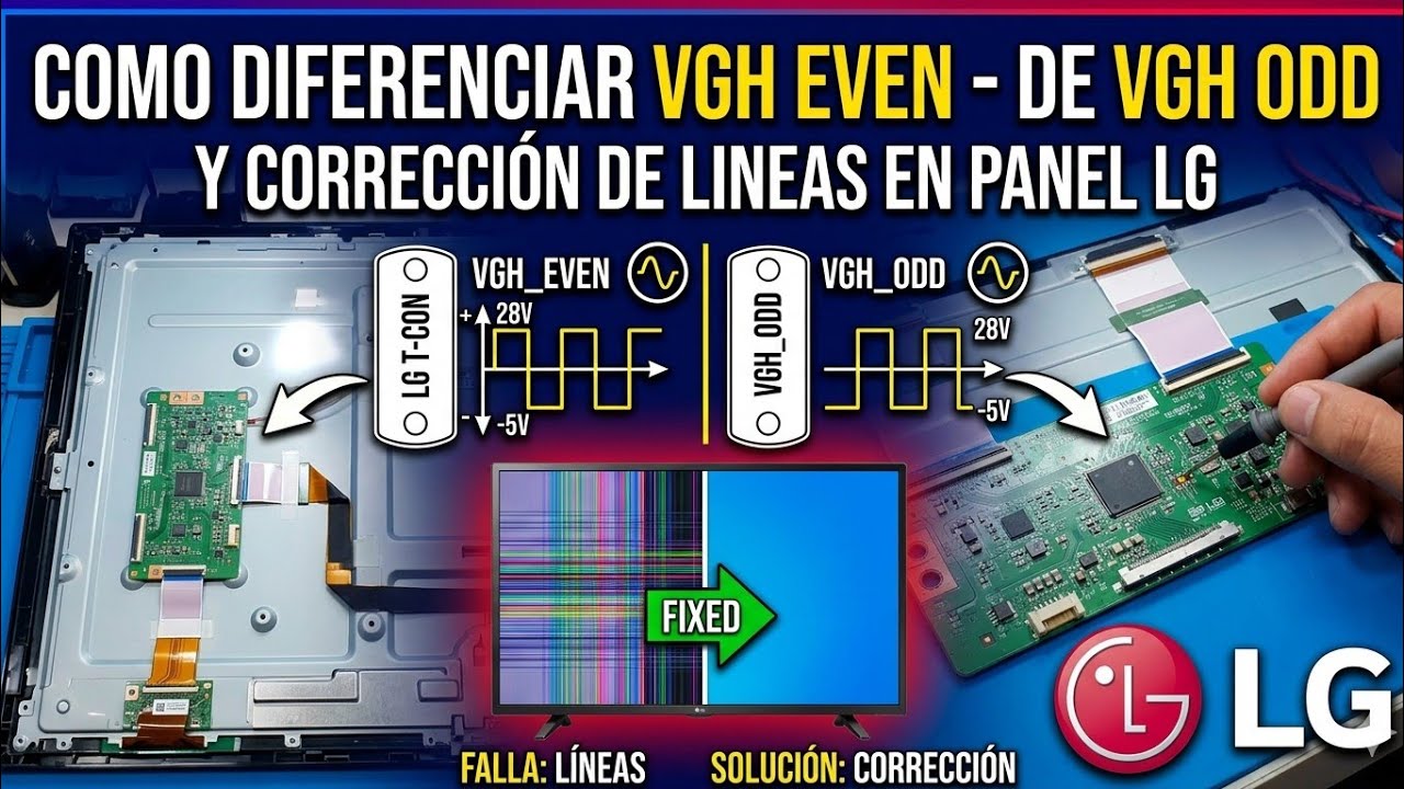 COMO DIFERENCIAR VGH EVEN - DE  VGH ODD Y CORRECCIÓN DE LINEAS EN PANEL LG