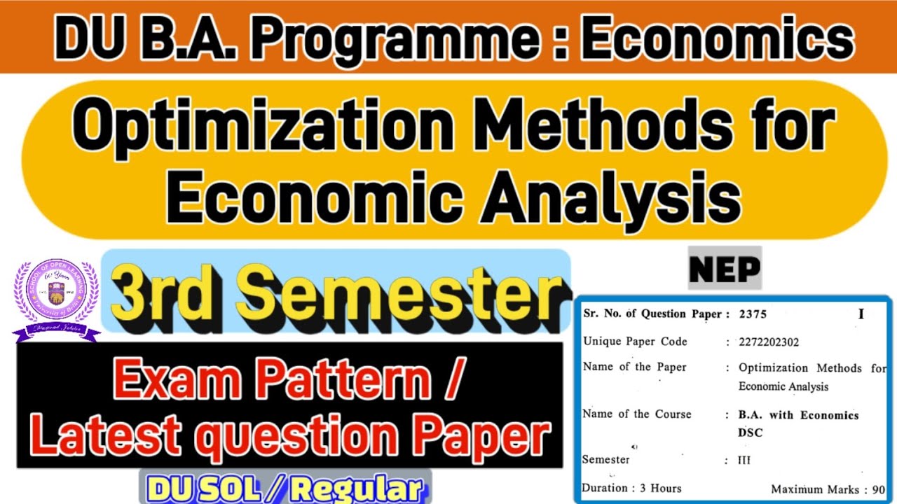 Optimization Methods for Economic Analysis BA Prog 3rd Semester question paper du sol  / Regular 