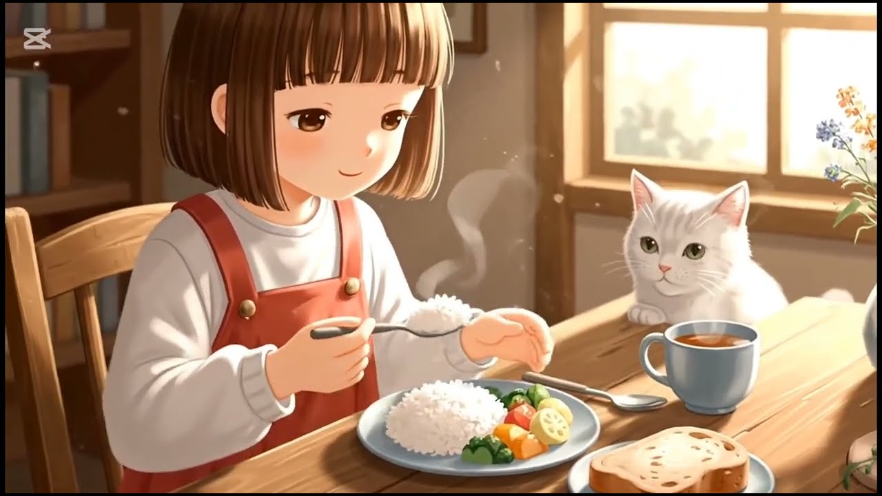 “Quiet Ghibli Life | Cozy Daily Routine with Cottage Girl & White Cat 🌿 | Rainy Day ASMR”