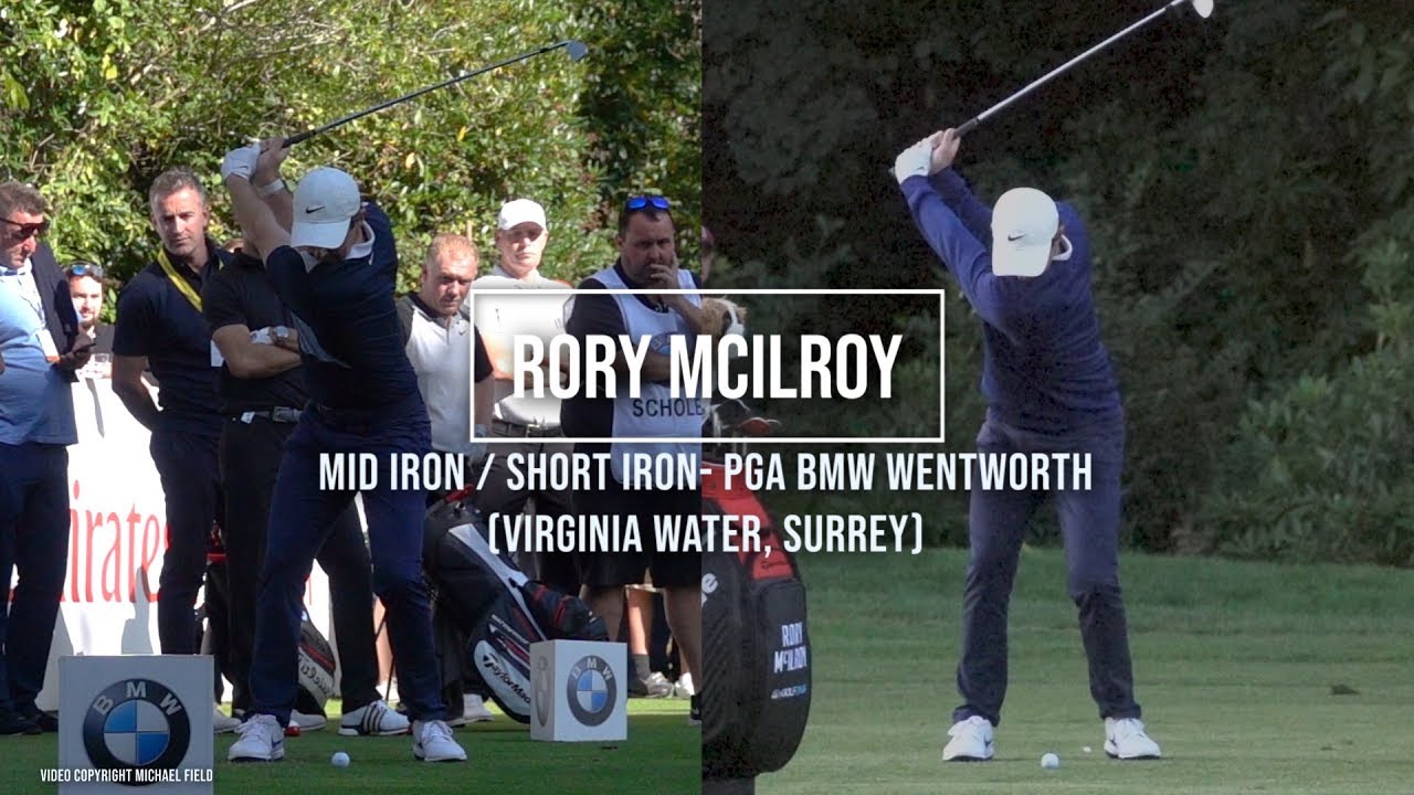 Rory McIlroy Golf Swing Mid Iron & Short Iron (face-on) BMW PGA Wentworth, September 2019.