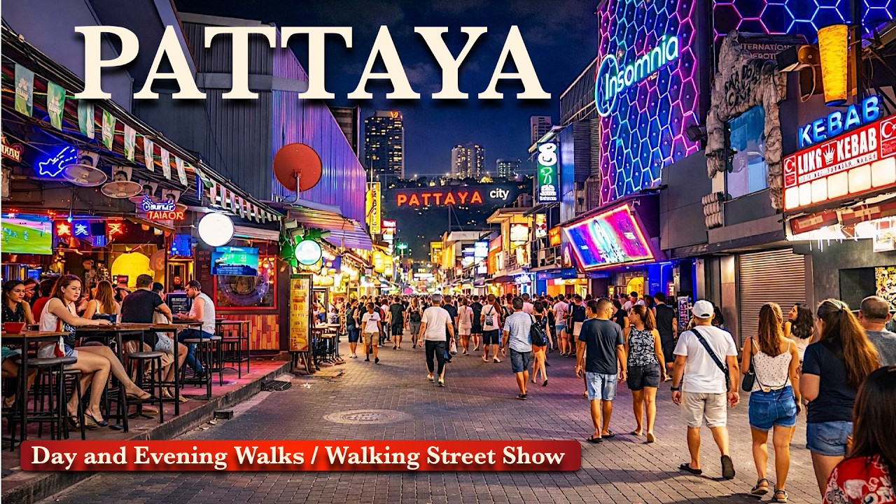 Pattaya 🇹🇭 Thailand Day and Evening Walks I Walking Street 4k60 with Subtitles