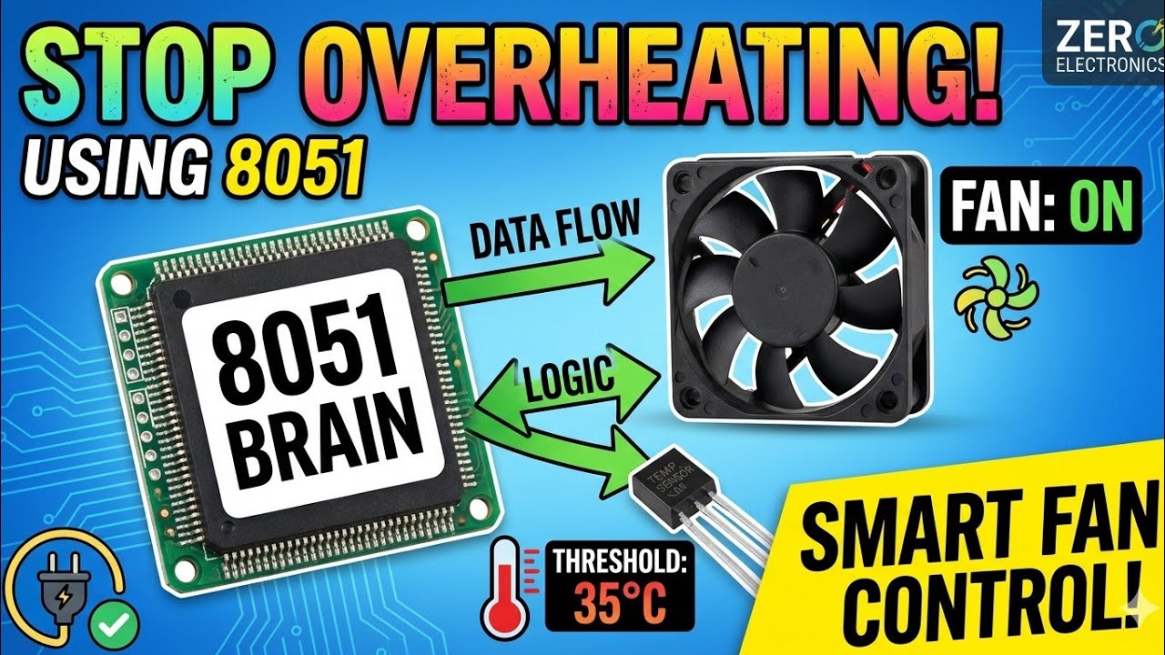 Temperature Over Heat Detector Using 8051 Microcontroller |  | Temperature Controlled Fan Using 8051