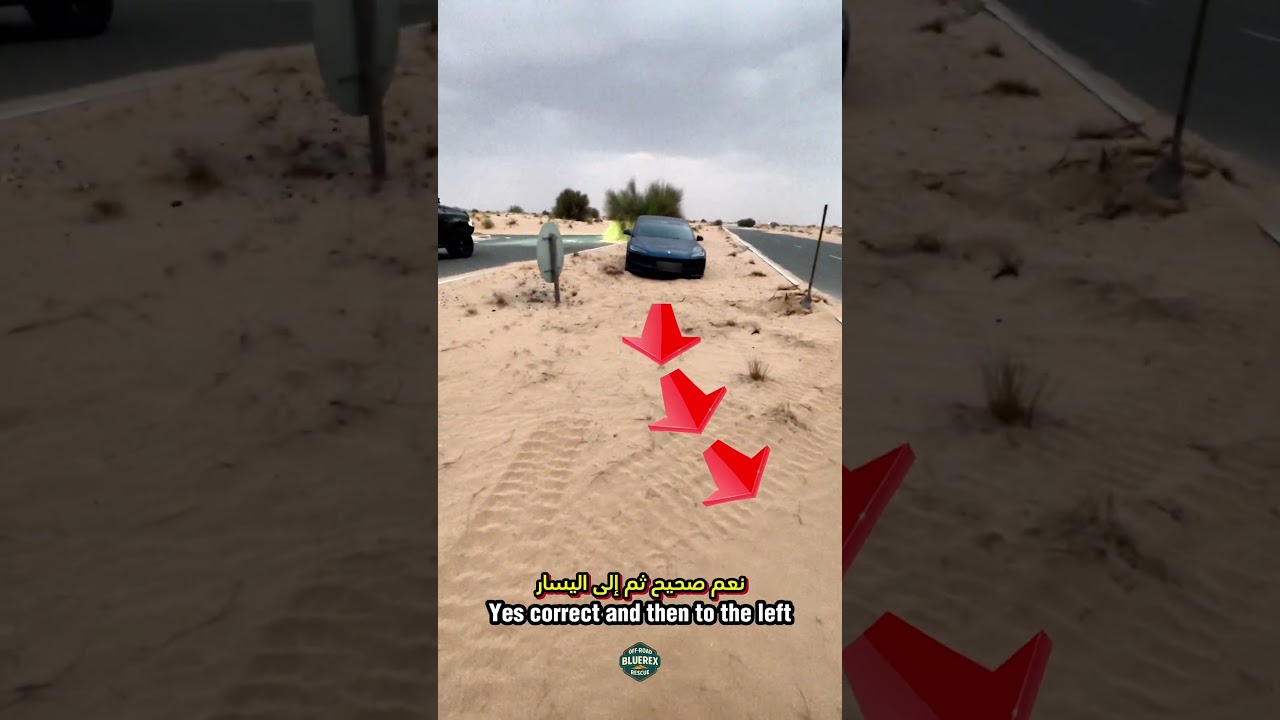 This Tesla stuck very bad 🚨 #offroadrecovery #carstuckinsand #tesla