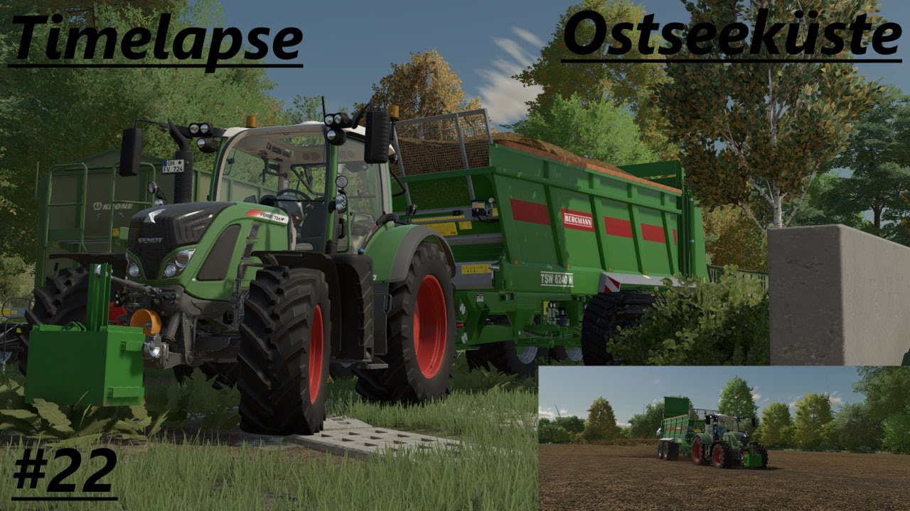 LS22 Timelapse Ostseeküste #22 Mist streuen mit dem Fendt 724 SCR