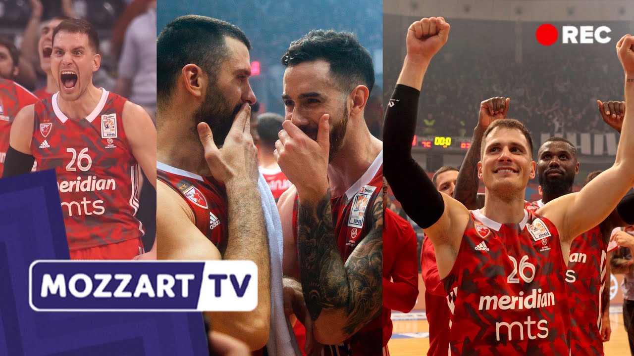Poslednje sekunde utakmice i veliko slavlje košarkaša Crvene zvezde sa navijačima